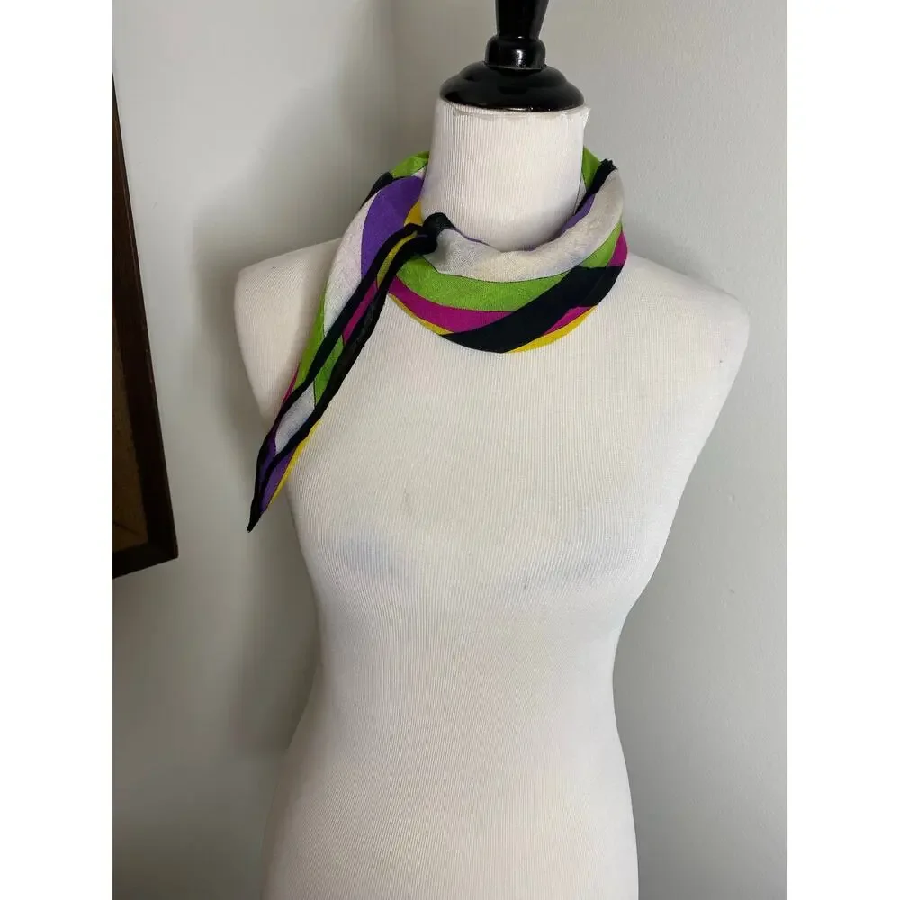 Bold Colorful Polka Dot Geometric Square Scarf Black Pink Purple Green Yellow